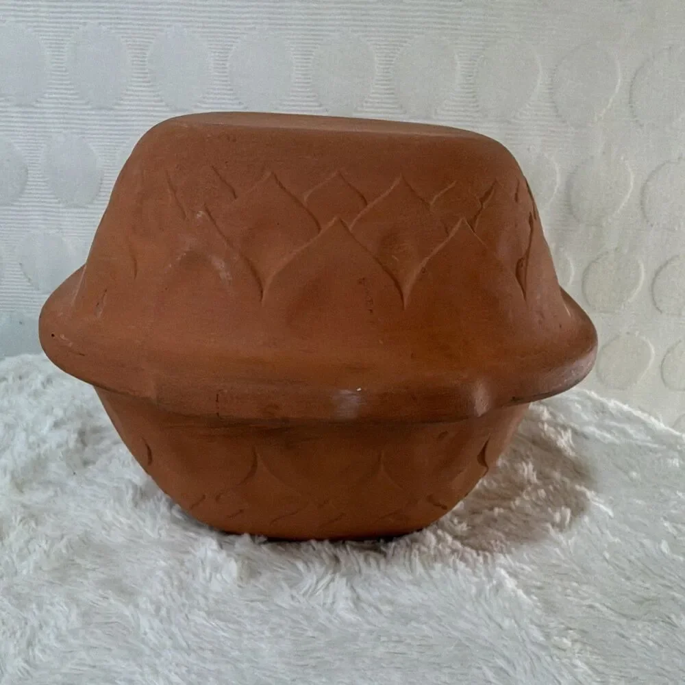 W-Germany 847 Ceramic Baking Dish w/ Lid 1.5 qt Rect Brown Unglazed